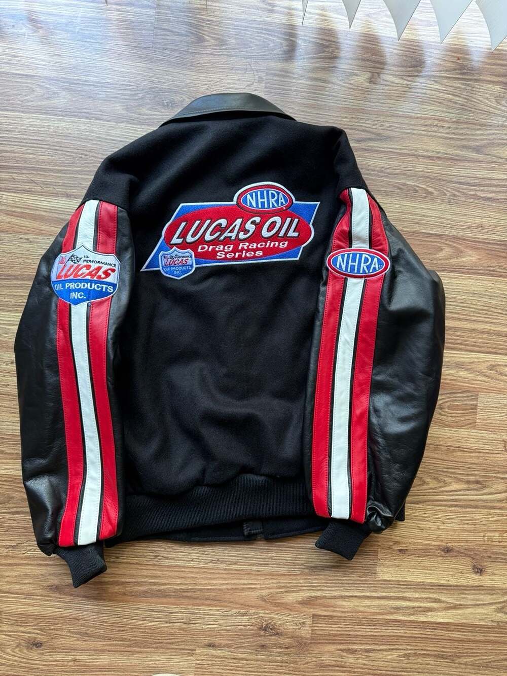 Phoenix Custom Apparel NHRA Lucas Oil Drag Racing Series Wool and Leather Jacket